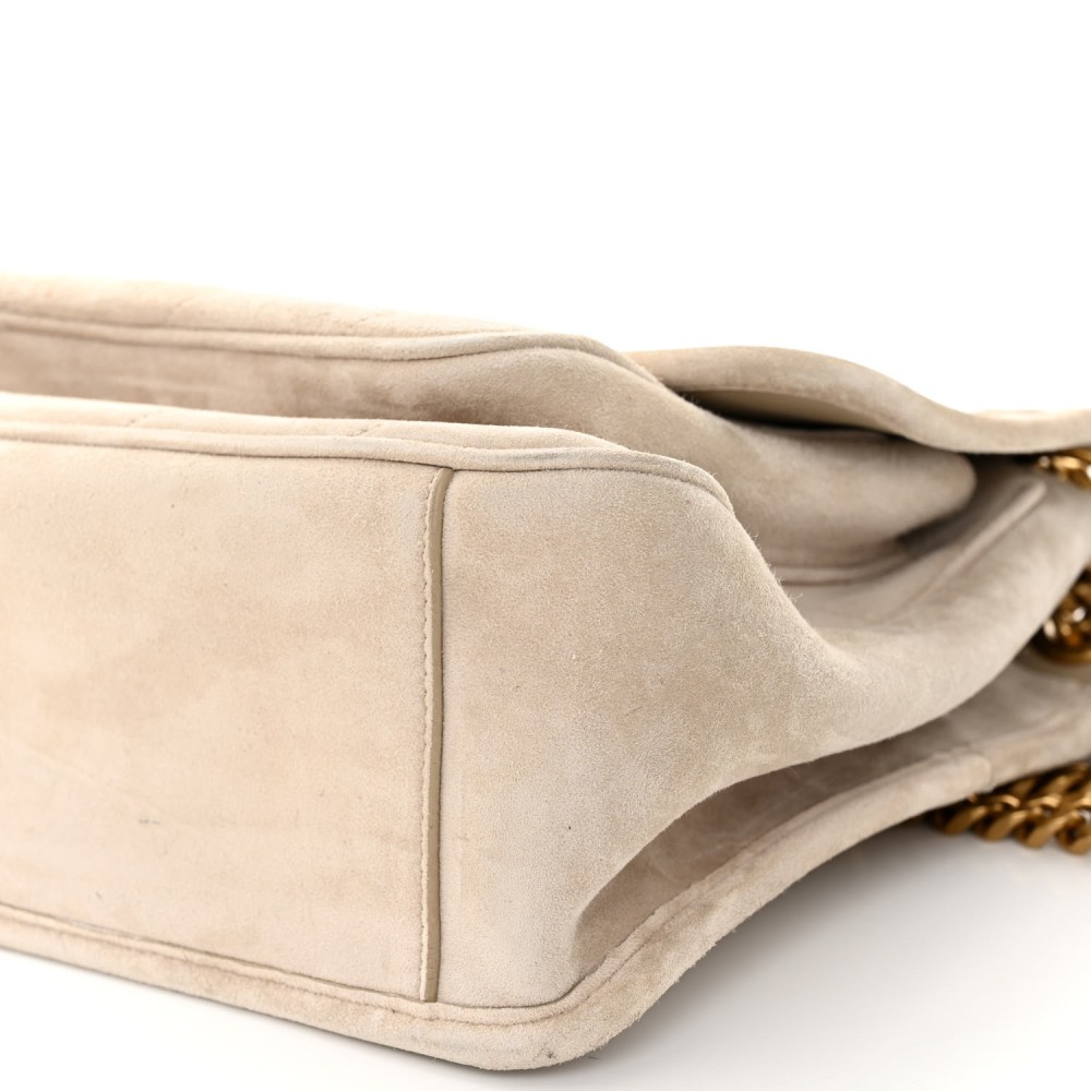 Suede Monogram Medium Niki Chain Satchel Light Beige