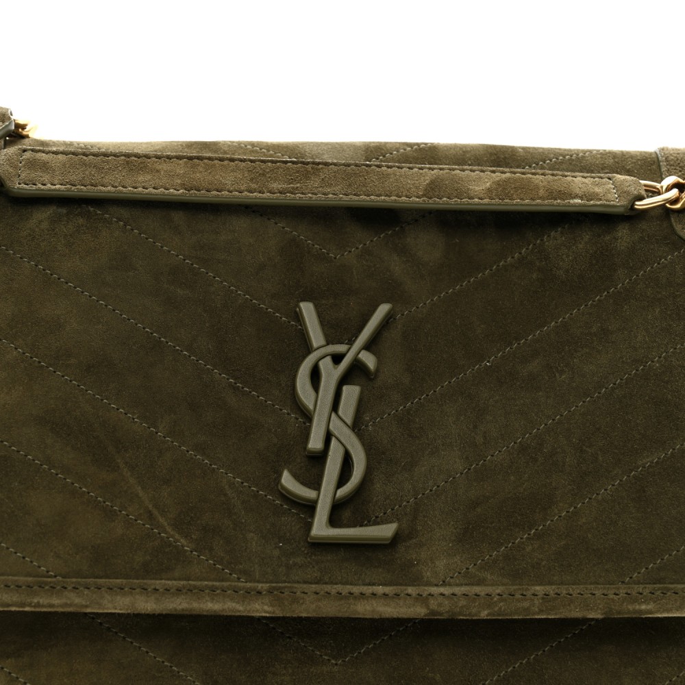 Suede Monogram Medium Niki Chain Satchel Loden Green