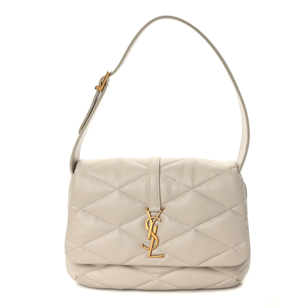 Lambskin Quilted Le 57 Diamond Shoulder Bag Crema Soft