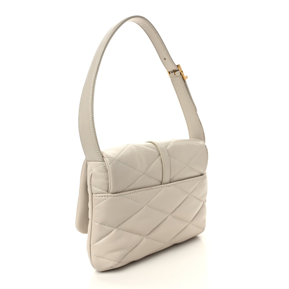 Lambskin Quilted Le 57 Diamond Shoulder Bag Crema Soft