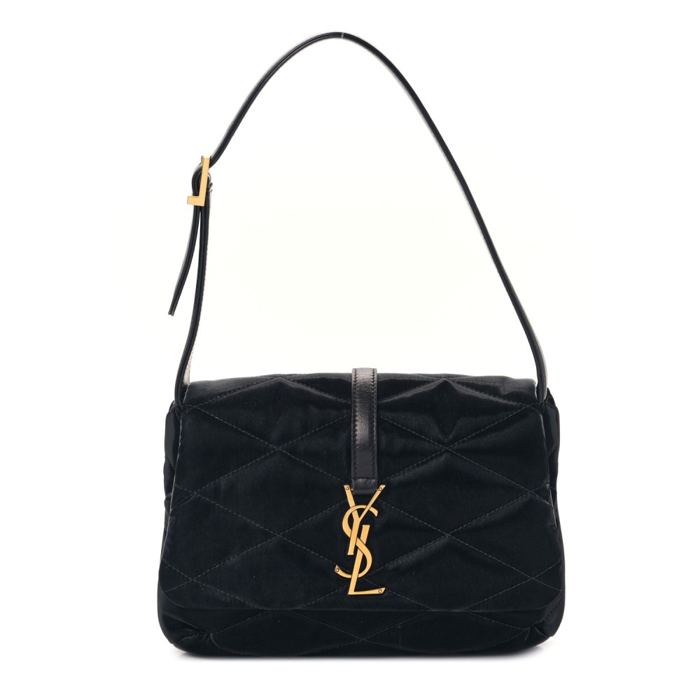 Satin Quilted Le 57 Diamond Shoulder Bag Black