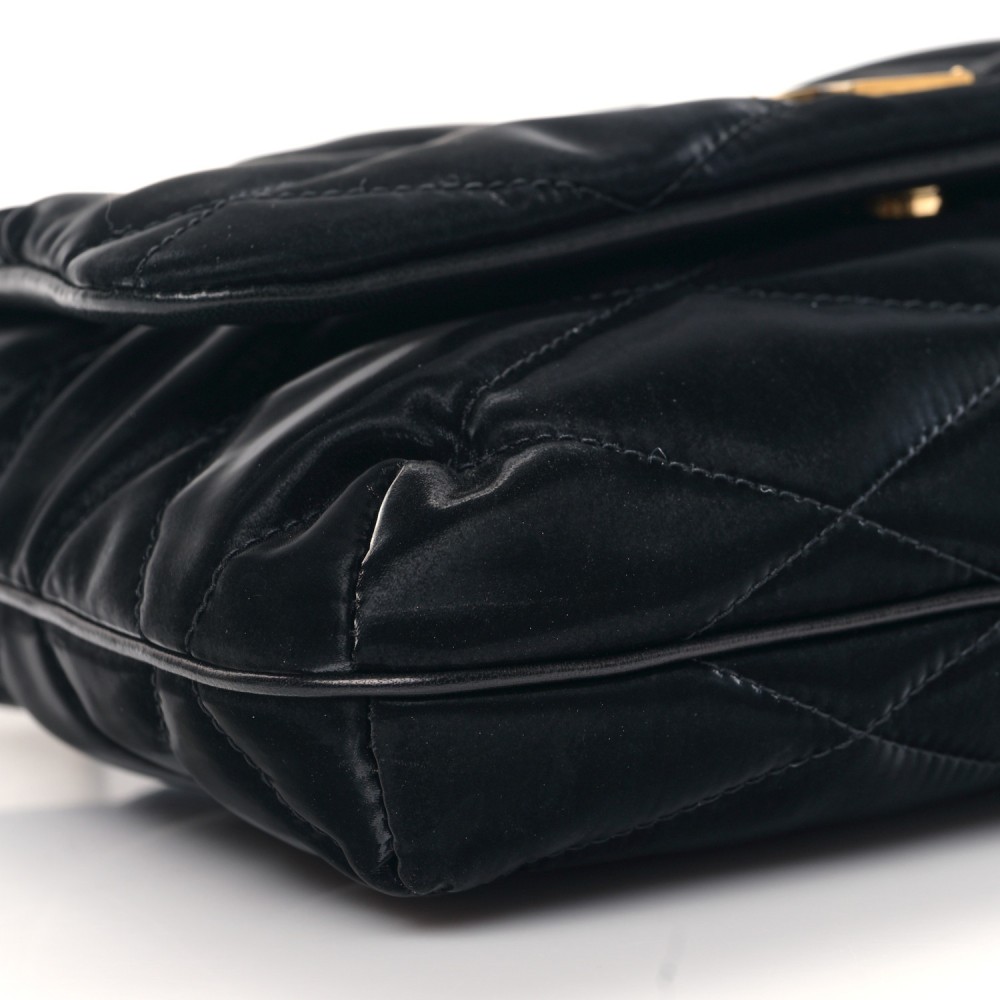 Satin Quilted Le 57 Diamond Shoulder Bag Black