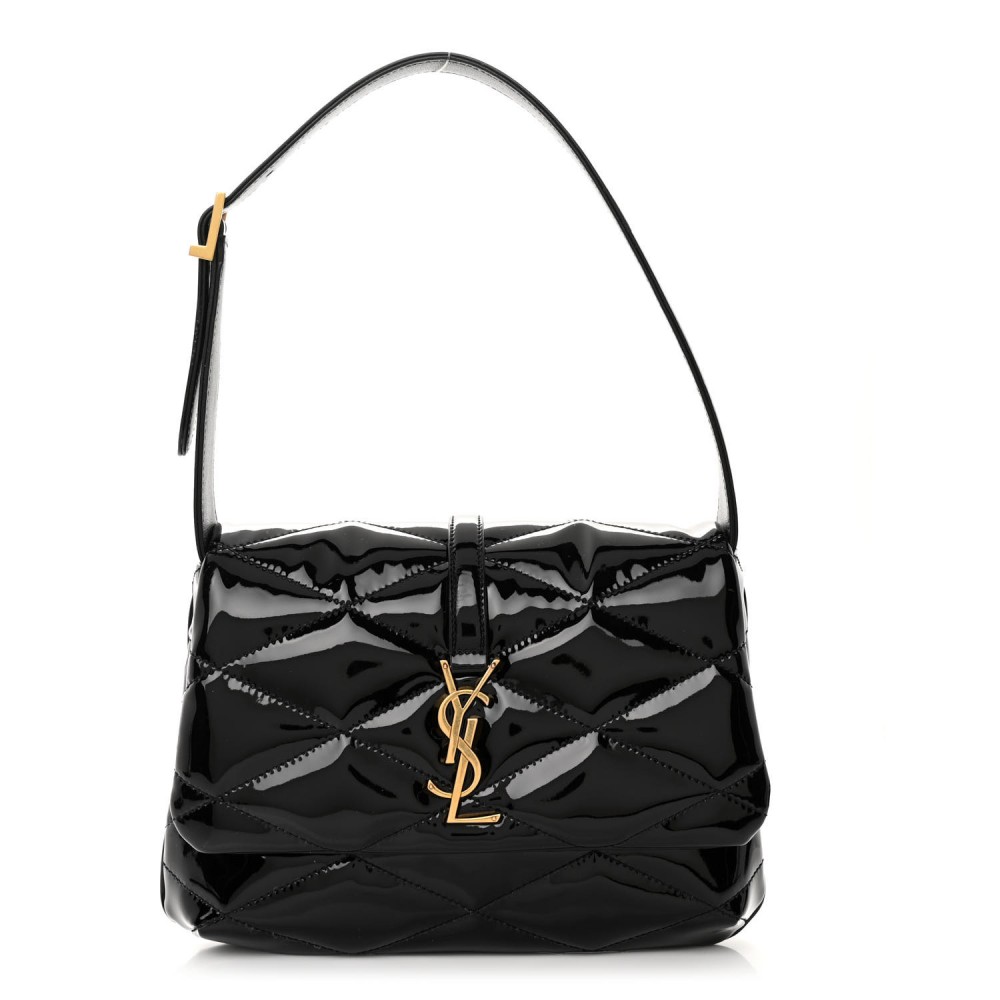 Patent Quilted Le 57 Diamond Shoulder Bag Black