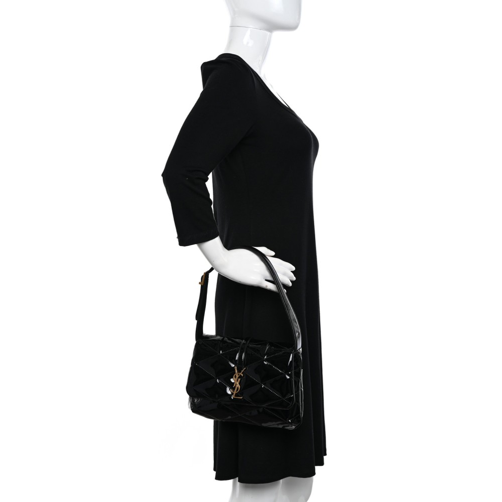 Patent Quilted Le 57 Diamond Shoulder Bag Black