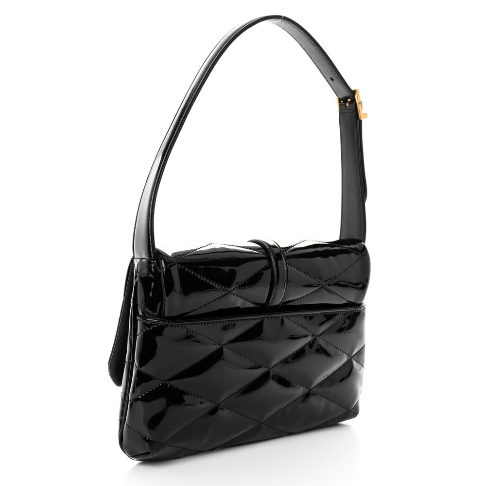 Patent Quilted Le 57 Diamond Shoulder Bag Black