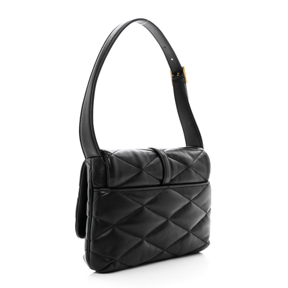 Lambskin Quilted Le 57 Diamond Shoulder Bag Black